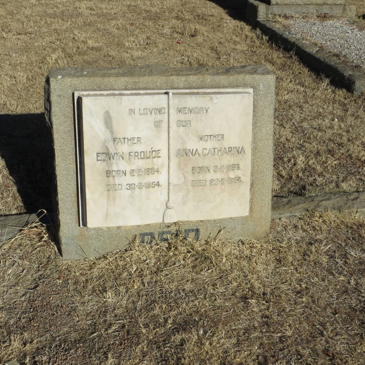 REID Edwin Froude 1884-1954 &amp; Anna Catharina 1893-1954