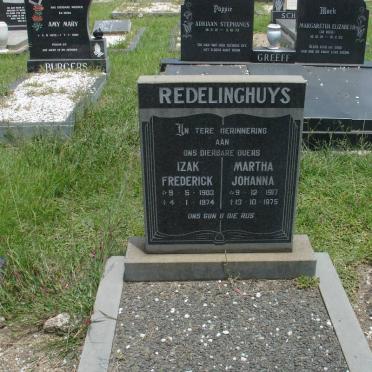 REDELINGHUYS Izak Frederick 1903-1974 &amp; Martha Johanna 1917-1975
