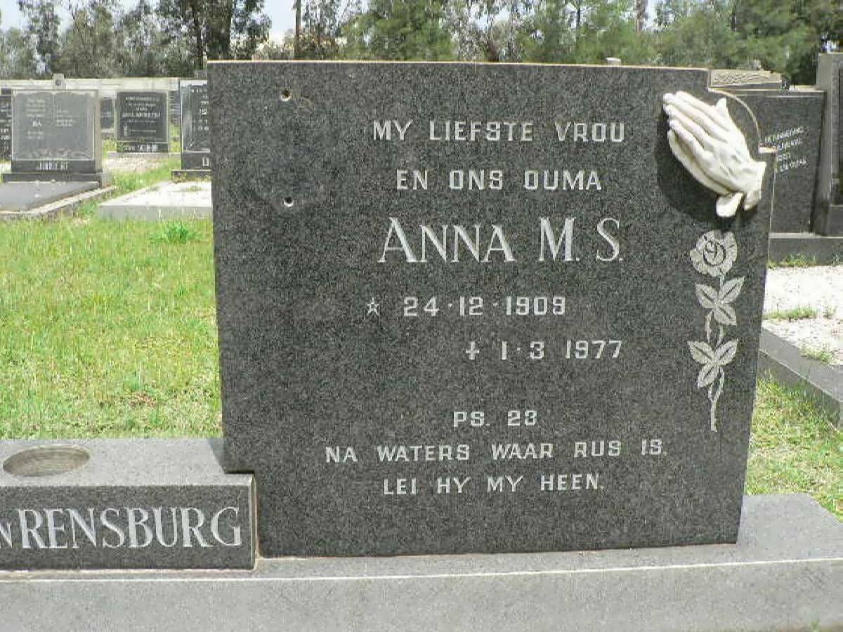 RENSBURG Petrus Johannes, Janse van 1909-2000 &amp; Anna M.S. 1909-1977