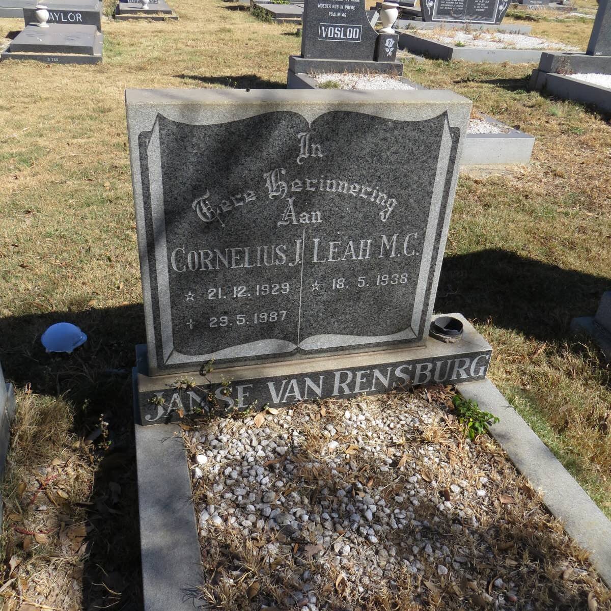 RENSBURG Cornelius J., Janse van 1929-1987 &amp; Leah M.C. 1938-