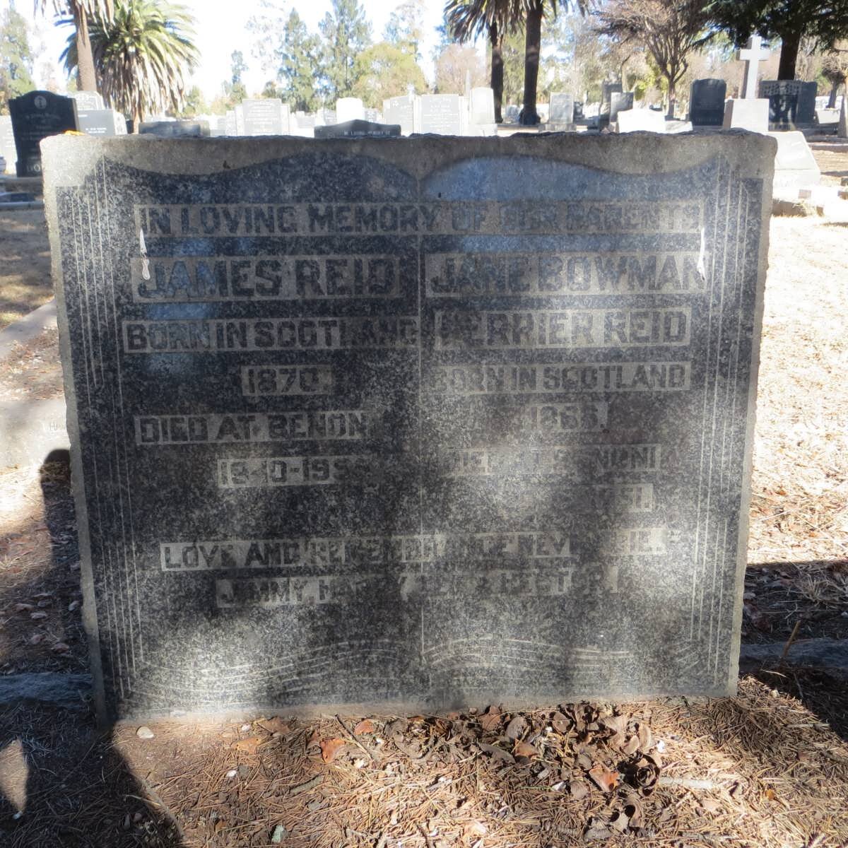REID James 1870-1956 &amp; Jane Bowman Herrier 1866-1951
