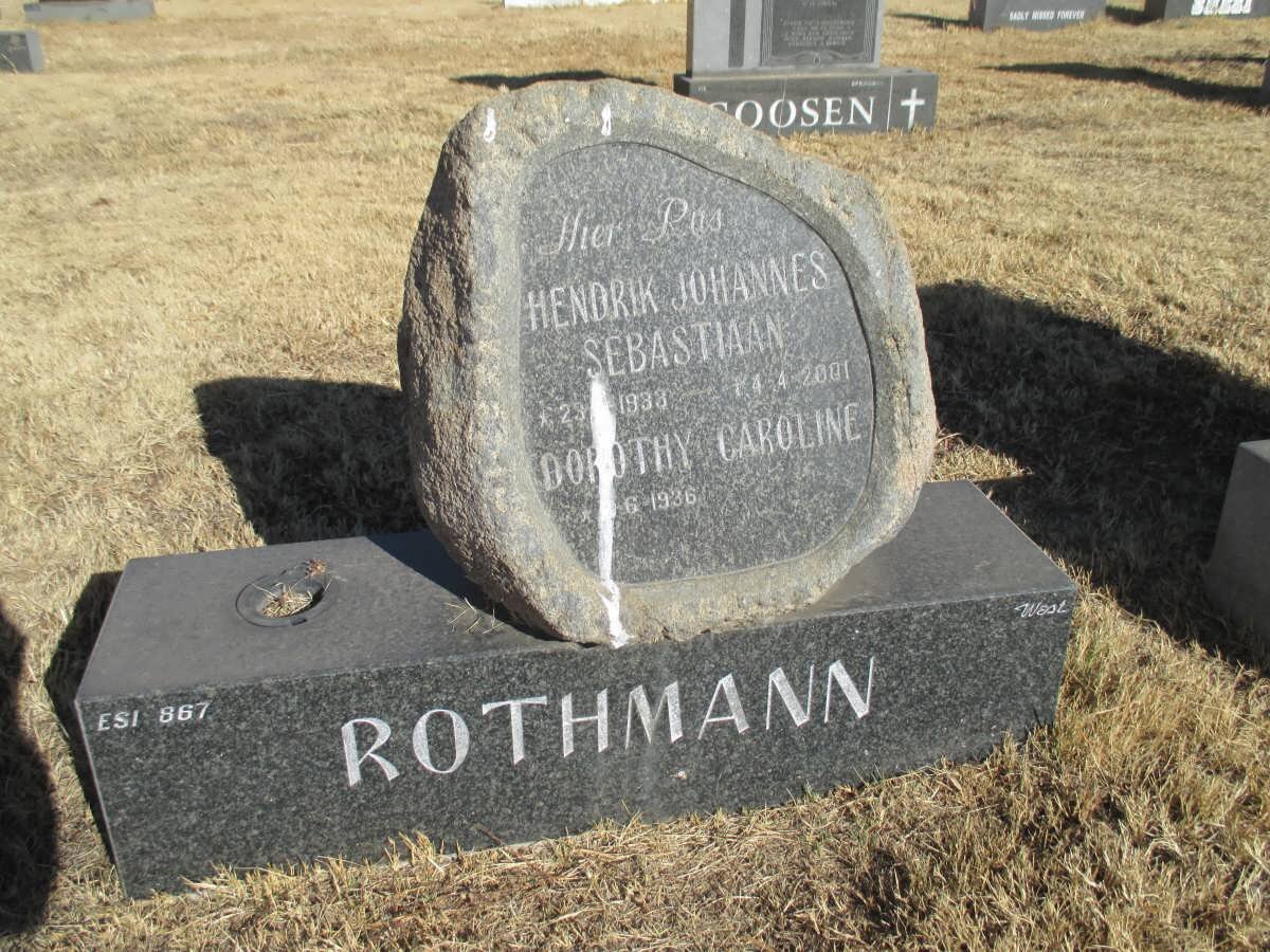 ROTHMANN Hendrik Johannes Sebastiaan 1933-2001 &amp; Dorothy Caroline 1936-