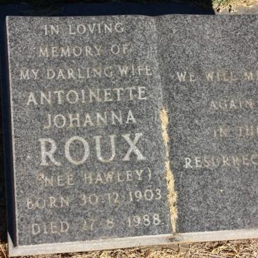 ROUX Antoinette Johanna nee HAWLEY 1903-1988