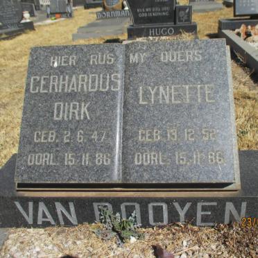 ROOYEN Gerhardus Dirk, van 1947-1986 &amp; Lynette 1952-1986