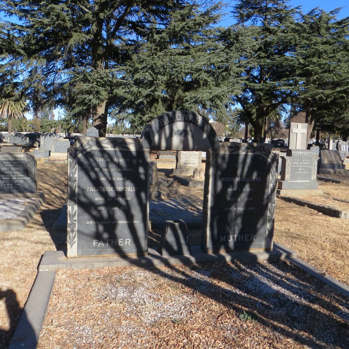 SCHUBLE Frederick 1912-1957 &amp; Miriam Magdalena 19??-19?4