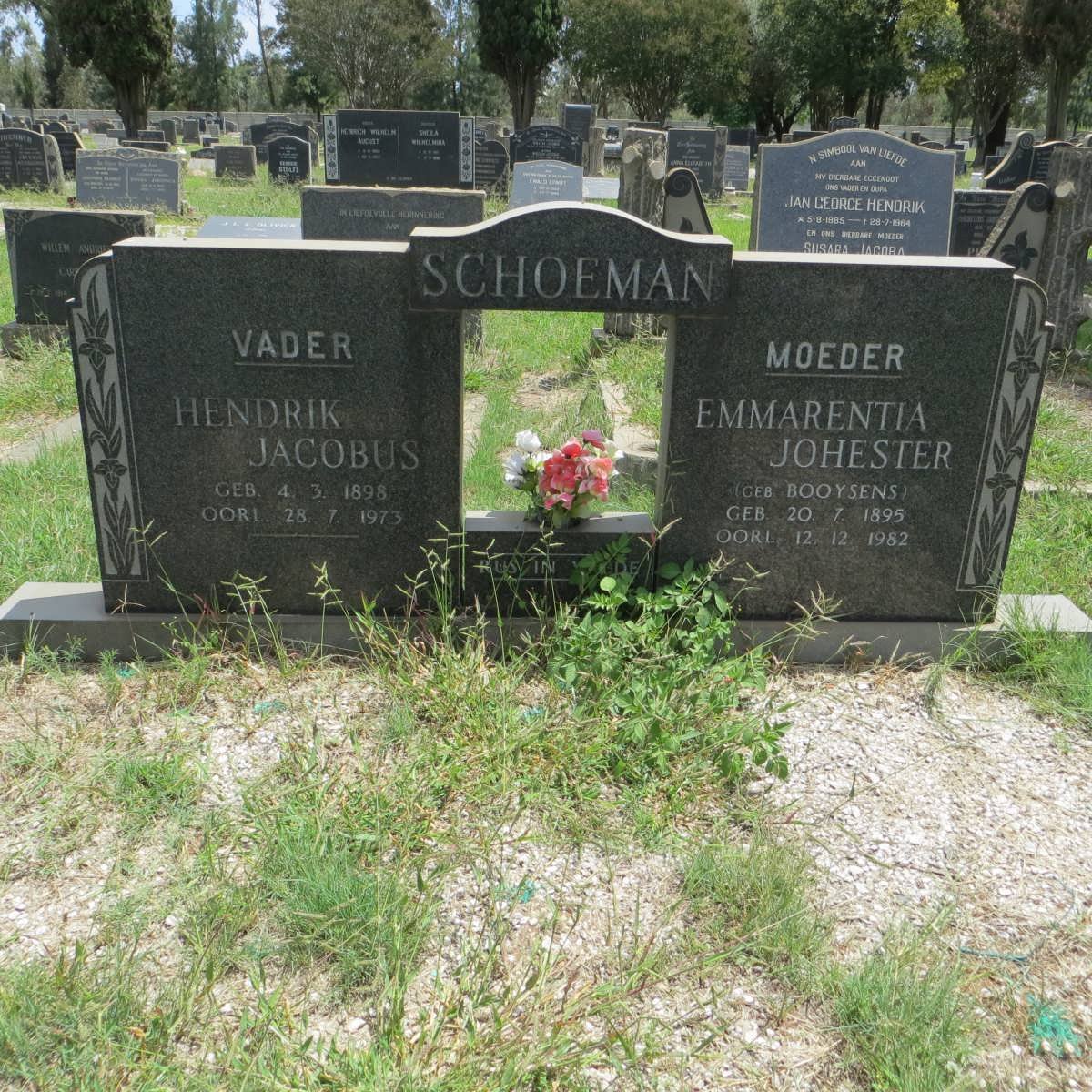 SCHOEMAN Hendrik Jacobus 1898-1973 &amp; Emmarentia Johester BOOYSENS 1895-1982