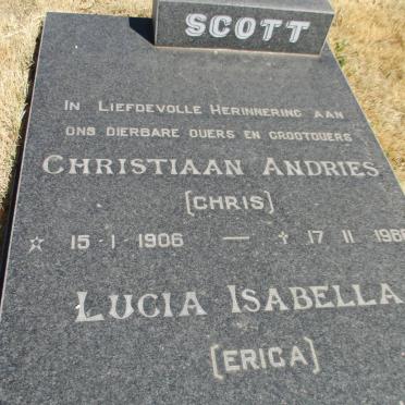 SCOTT Christiaan Andries 1906-1986 &amp; Lucia Isabella 1920-19??