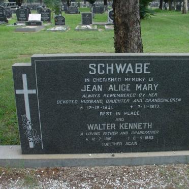 SCHWABE Walter Kenneth 1916-1983 &amp; Jean Alice Mary 1931-1977