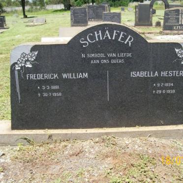 SCHAFER Frederick William 1881-1958 &amp; Isabella Hester 1894-1959