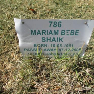 SHAIK Miriam Bebe 1951 - 2006
