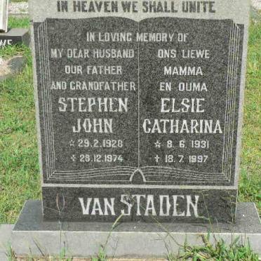 STADEN Stephen John, van 1928-1974 &amp; Elsie Catharina 1931-1997