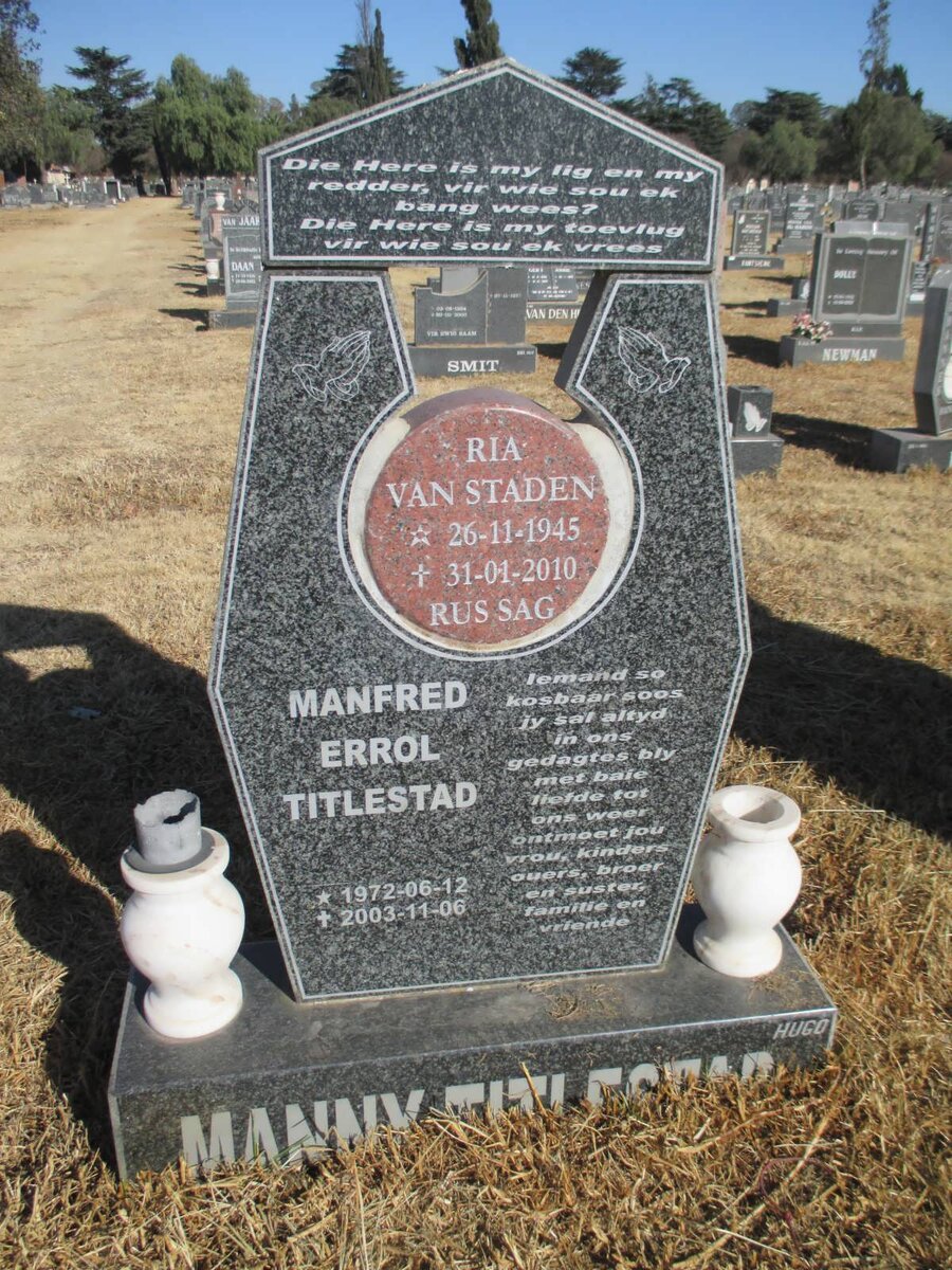 STADEN Ria, van 1945-2010 :: TITLESTAD Manfred Errol 1972-2003