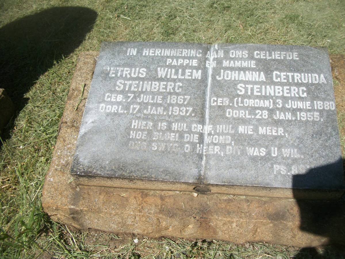 STEINBERG Petrus Willem 1867-1937 &amp; Johanna Getruida LORDAN 1880-1955