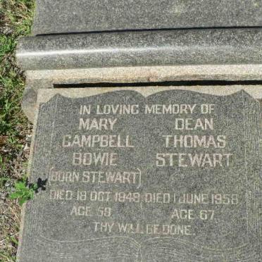 STEWART Dean Thomas -1958 :: BOWIE Mary Campbell nee STEWART -1949