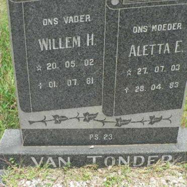 TONDER Willem H., van 1902-1981 &amp; Aketta E. 1903-1983
