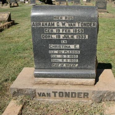 TONDER Abraham G.W., van 1859-1933 &amp; Christina E DU PLESSIS 1860-1952