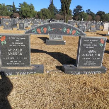 TONDER Gerald Andrew, van 1929-1998 &amp; Anna Aletta H.W. 1936-2006