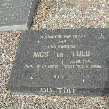 TOIT Nico, du -1956 &amp; Lulu BOTHA -1966