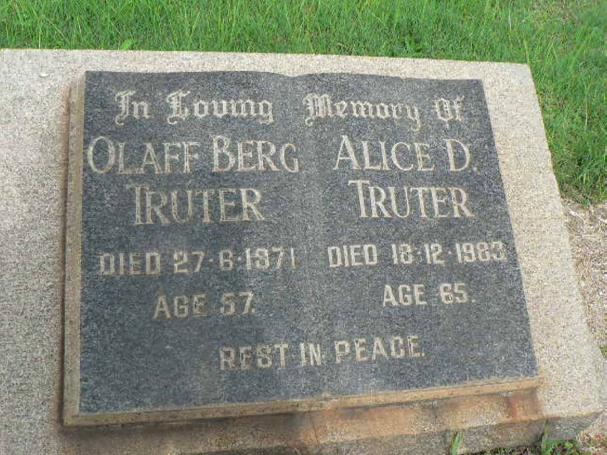 TRUTER Olaff Berg -1971 &amp; Alice D. -1983