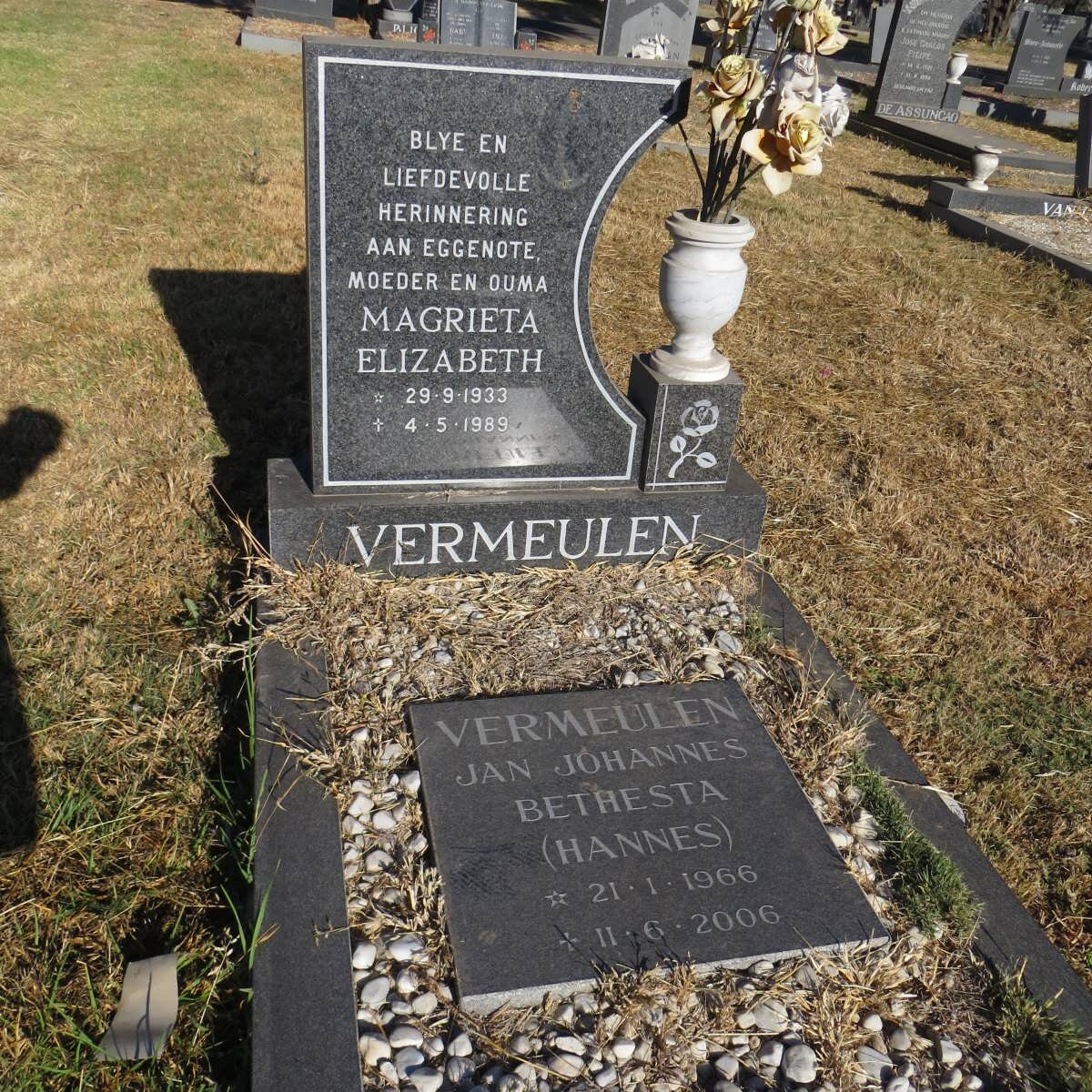 VERMEULEN Jan Johannes Bethesta 1966-2006 :: VERMEULEN Magrieta E. 1933-1989