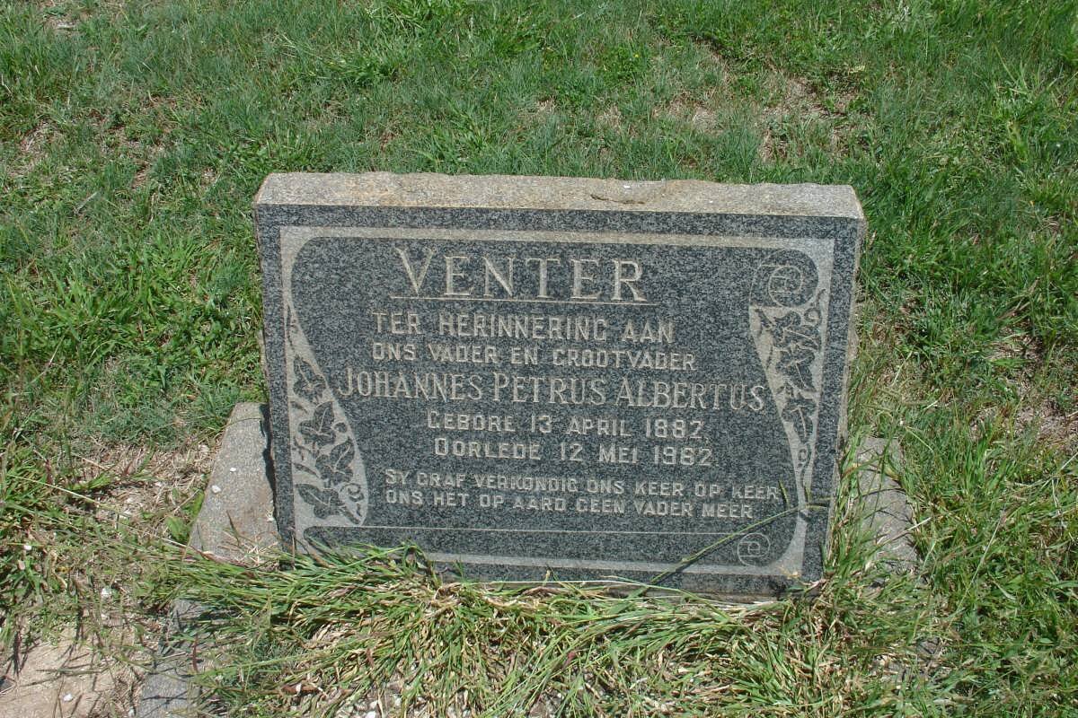 VENTER Johannes Petrus Albertus 1882-1962