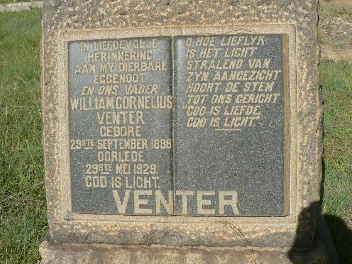 VENTER William Cornelius 1888-1929