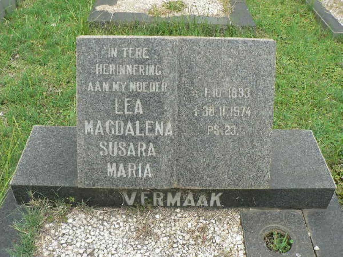 VERMAAK Lea Magdalena Susara Maria 1893-1974