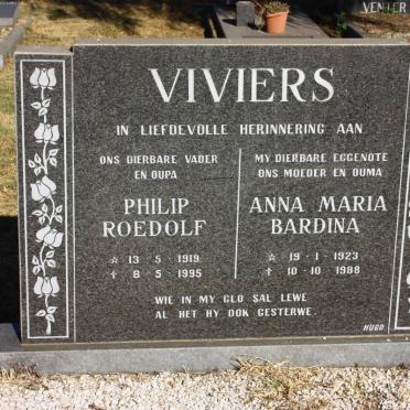 VIVIERS Philip Roedolf 1919-1995 &amp; Anna Maria Bardina 1923-1988