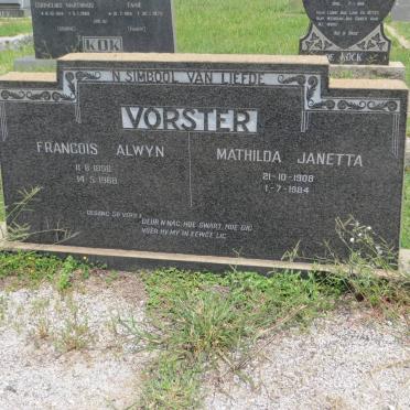 VORSTER Francois Alwyn 1898-1968 &amp; Mathilda Janetta 1908-1984