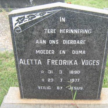 VOGES Aletta Fredrika 1890-1977