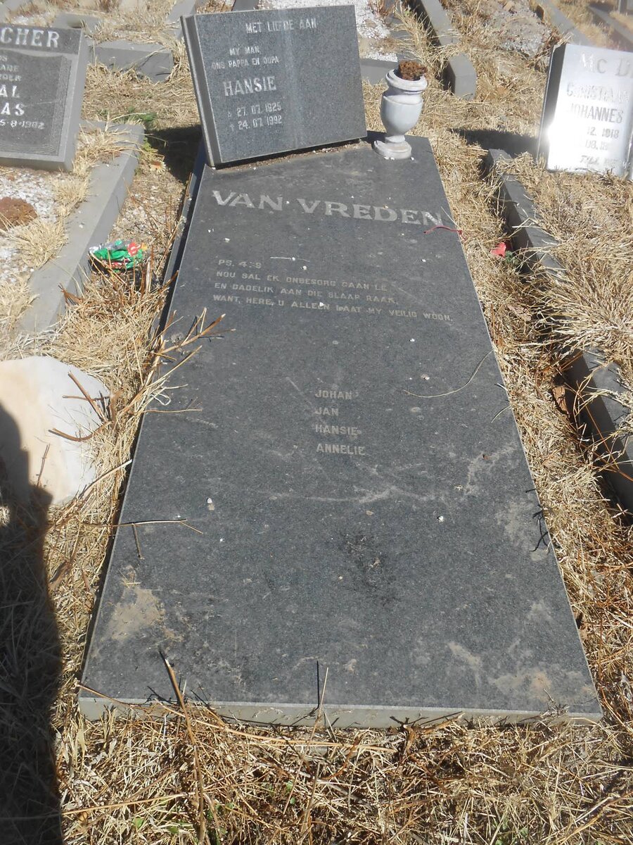 VREEDEN Hansie, van 1925-1992