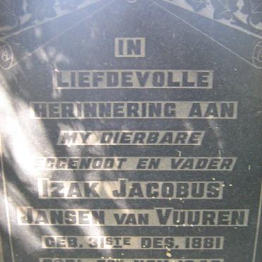VUUREN Izak Jacobus, Jansen van 1881-1940