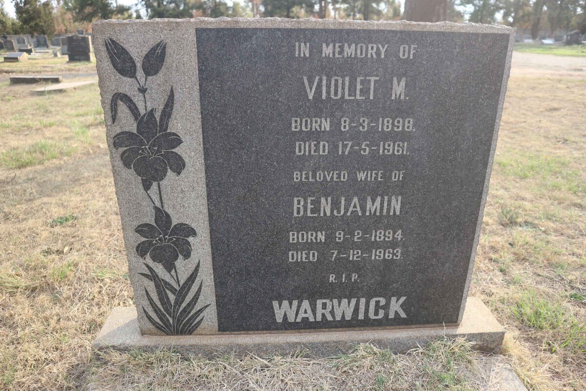 WARWICK Benjamin 1894-1963 &amp; Violet M. 1898-1961