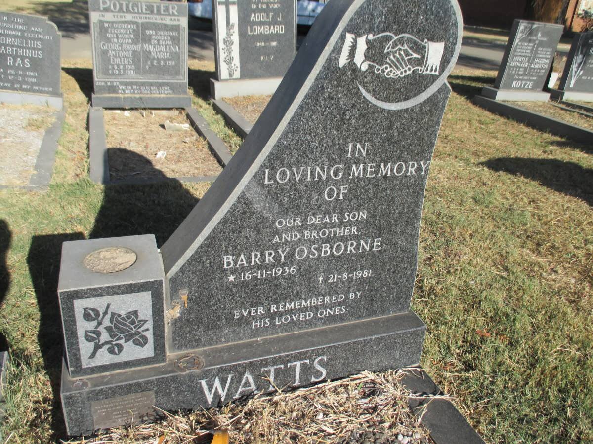 WATTS Barry Osborne 1936-1981