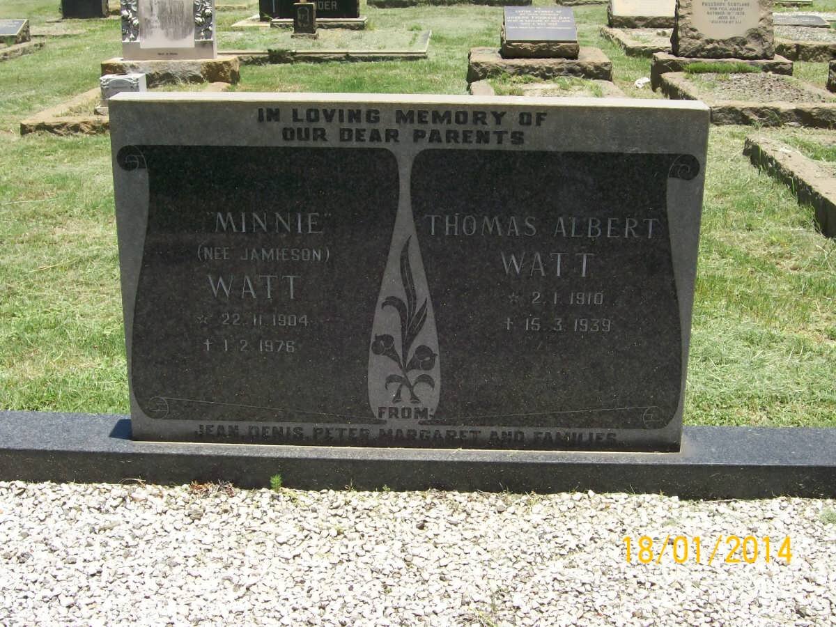 WATT Thomas Albert 1910-1939 &amp; Minnie JAMIESON 1904-1976