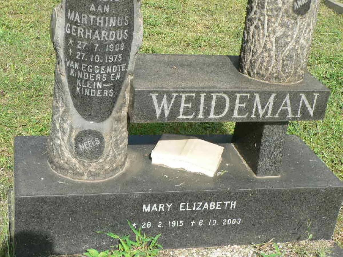 WEIDEMAN Marthinus Gerhardus 1909-1975 &amp; Mary Elizabeth 1915-2003