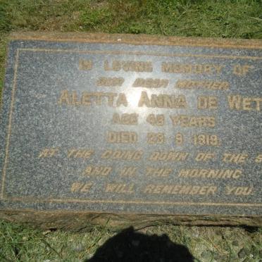 WET Aletta Anna, de -1919