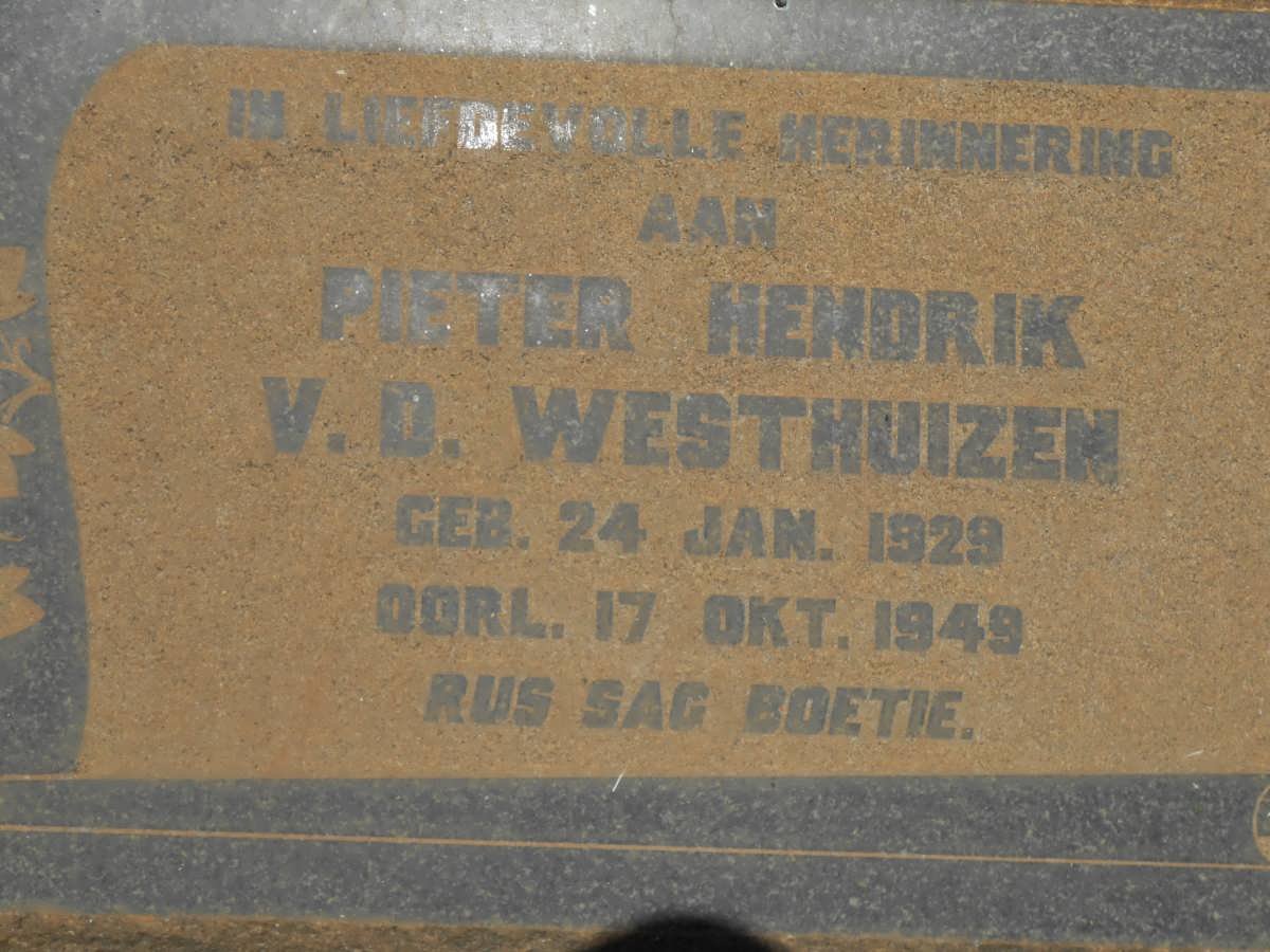 WESTHUIZEN Pieter Hendrik, v.d. 1929-1949