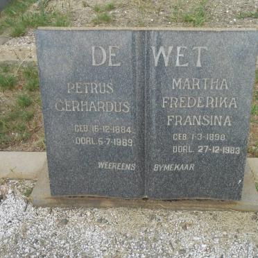 WET Petrus Gerhardus, de 1884-1969 &amp; Martha Frederika Fransina 1898-1983