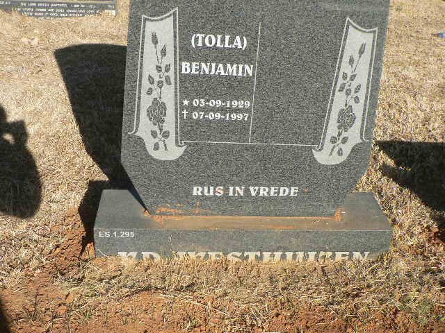 WESTHUIZEN Benjamin, v.d. 1929-1997