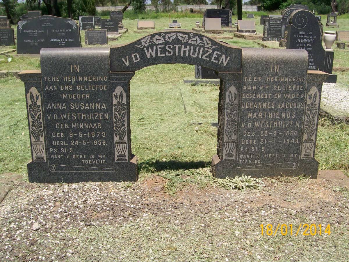 WESTHUIZEN Johannes Jacobus Marthienus, v.d. 1864-1949 &amp; Anna Susanna MINNAAR 1873-1959