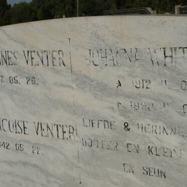 WHITE Johanna 1912-1999 :: VENTER Johannes 1937- &amp; Francoise 1942-