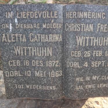 WITTHUHN Aletta Catharina 1872-1963 :: WITTHUHN Christian Frederick 1897-1954