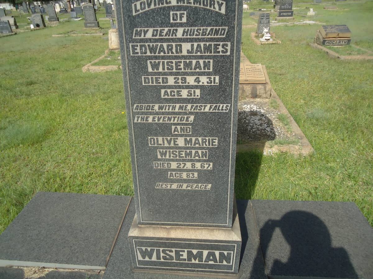 WISEMAN Edward James -1931 &amp; Olive Marie -1967