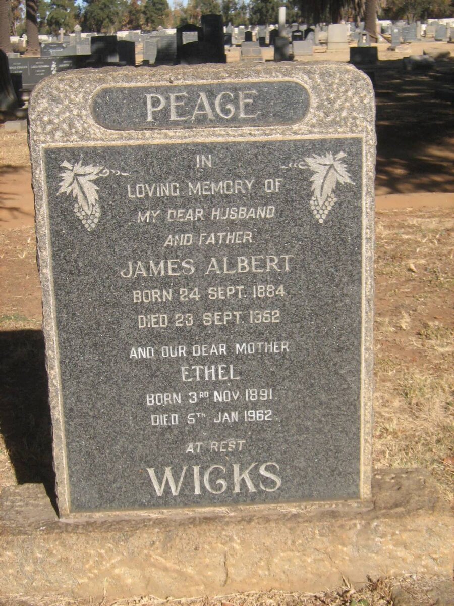 WICKS James Albert 1884-1952 &amp; Ethel 1891-1962