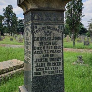 WICKEE Charles John -1935 &amp; Jessie Sophy Jane -1953