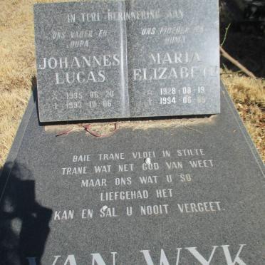 WYK Johannes Lucas, van 1935-1993 &amp; Maria Elizabeth 1928-1994