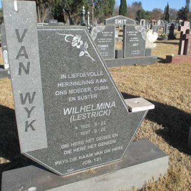 WYK Wilhelmina, van nee LESTRICK 1920-1997