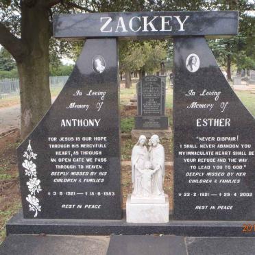 ZACKEY Anthony 1921-1953 &amp; Esther 1921-2002 
