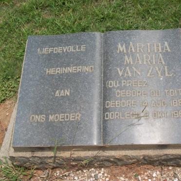 ZYL Martha Maria, van formerly DU PREEZ nee DU TOIT 1886-1960